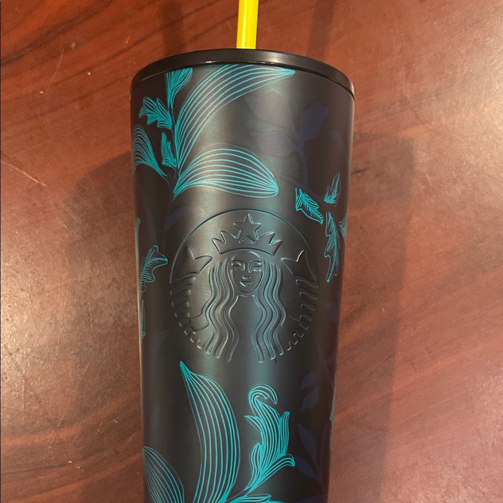 2021 Fall release limited edition Venti 24oz teal floral metal tumbler